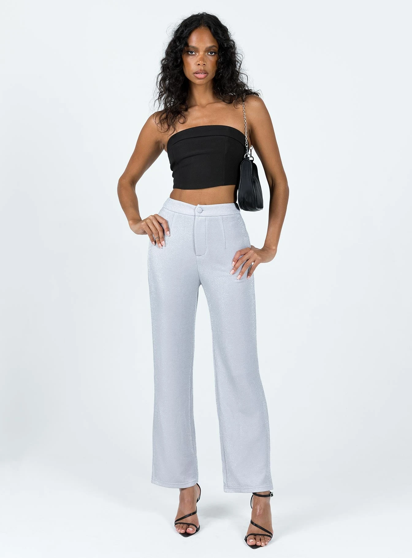 Princess Polly Croft Pants Silver Glitter 3 Princess Polly Croft Pants Silver Glitter - Image 3