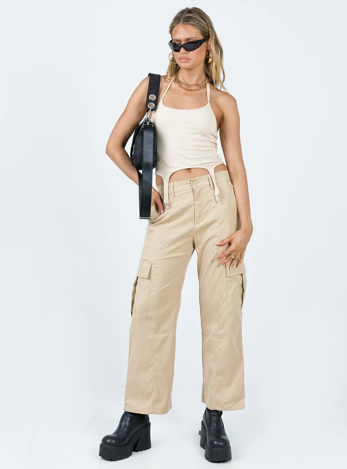 Princess Polly Nichols Cargo Pants Beige 2 Princess Polly Nichols Cargo Pants Beige - Image 2