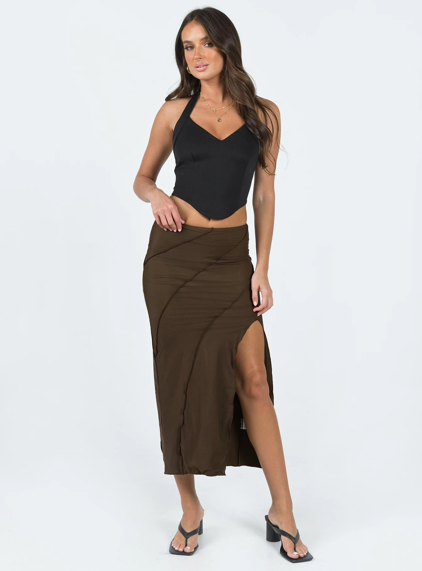 Erika Midi Skirt Brown 2 Erika Midi Skirt Brown - Image 2