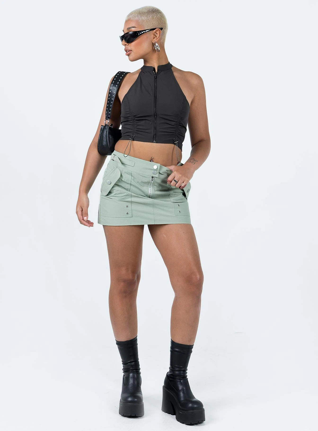 Princess Polly Knightley Cargo Mini Skirt Khaki 3 Princess Polly Knightley Cargo Mini Skirt Khaki - Image 3