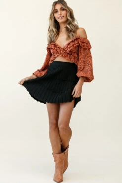 Eleanor Thick Ribbed Knit A-Line Skirt Black 10 Eleanor Thick Ribbed Knit A-Line Skirt Black -Chic Clothing Shop 27335b black bottom 190903sl2097