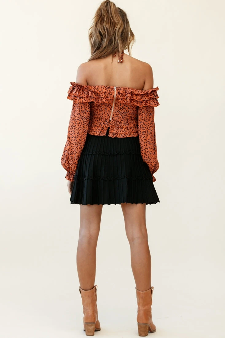 Eleanor Thick Ribbed Knit A-Line Skirt Black 6 Eleanor Thick Ribbed Knit A-Line Skirt Black - Image 6