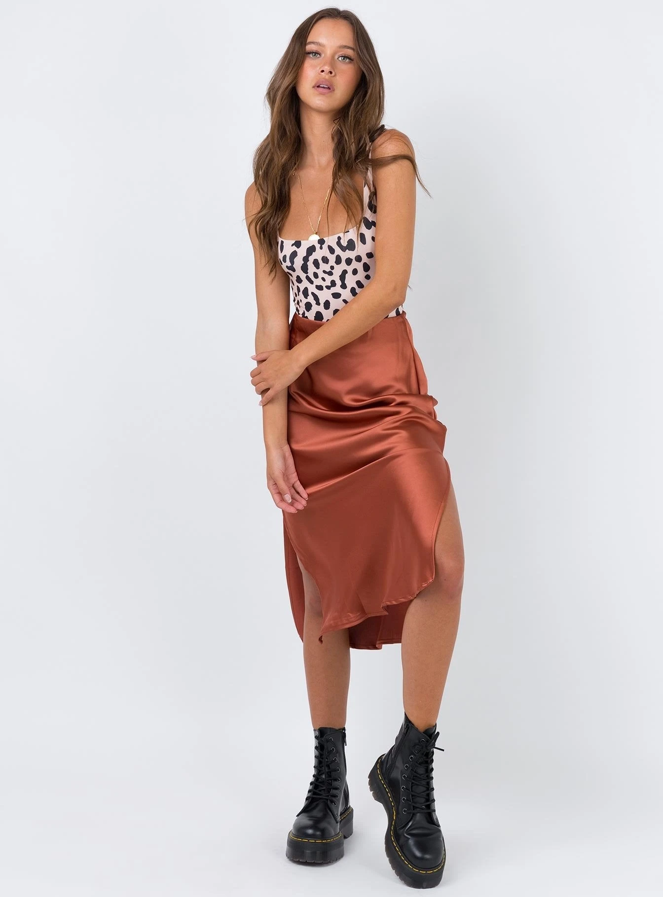 Princess Polly Cleo Lavoe Midi Skirt Rust 2 Princess Polly Cleo Lavoe Midi Skirt Rust - Image 2
