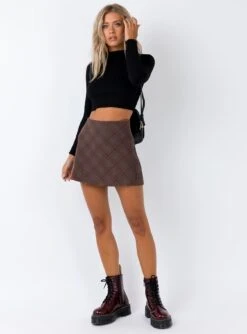 Princess Polly Fike Mini Skirt Brown -Chic Clothing Shop 2 920179bf 3d8d 4f3e a686 6a6366d3084c