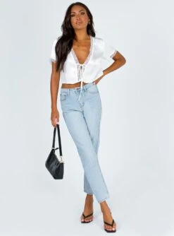 Princess Polly Vintage Tie Up Top White -Chic Clothing Shop 2 92b9d819 b316 47e4 859d 510fbf4f81cb