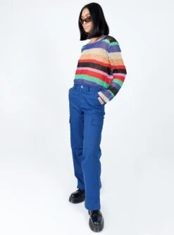 Princess Polly Fallout Mid Rise Cargo Pants Blue -Chic Clothing Shop 3 modelinfo Elle us4 ec23f8af b88c 4579 8bf1 614b2d2e2288