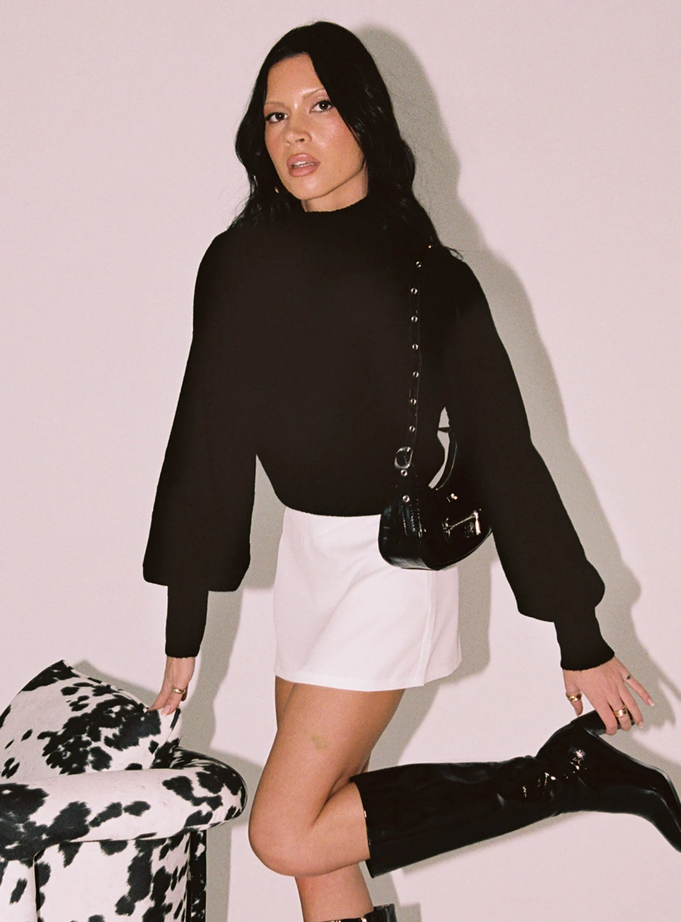 Princess Polly Easton V Front Mini Skirt White 3 Princess Polly Easton V Front Mini Skirt White - Image 3