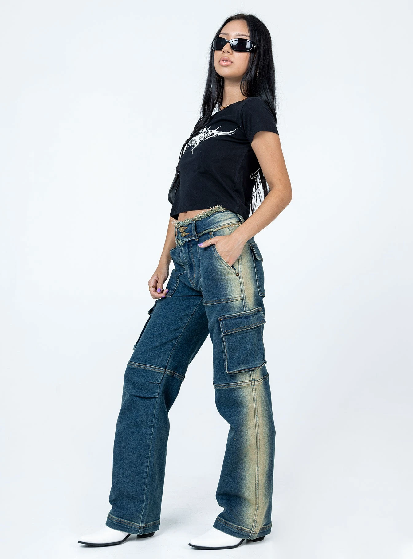 Princess Polly Pre Show Denim Jeans Mid Blue 4 Princess Polly Pre Show Denim Jeans Mid Blue - Image 4