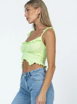 Princess Polly Zoukas Top Green -Chic Clothing Shop 3 modelinfo Oliva us2 923ef800 6fd1 43c4 a8c2 7bdaaf378340
