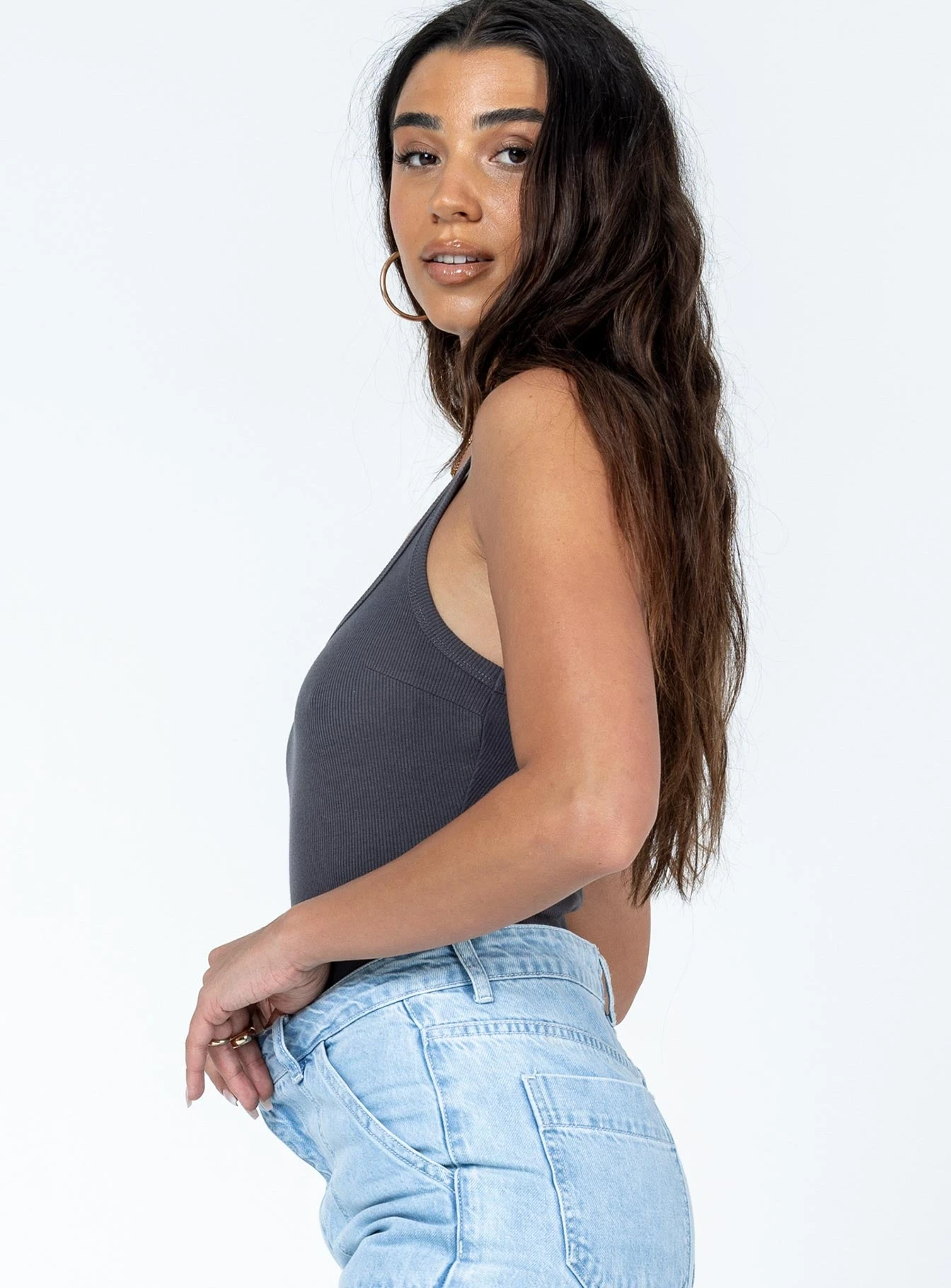 Princess Polly Camellia Bodysuit Slate Grey 4 Princess Polly Camellia Bodysuit Slate Grey - Image 4