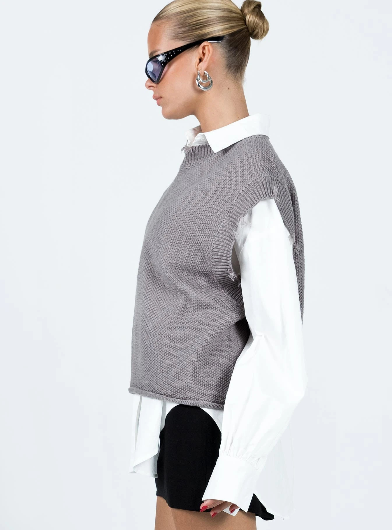 Princess Polly Adler Knit Vest Grey 4 Princess Polly Adler Knit Vest Grey - Image 4