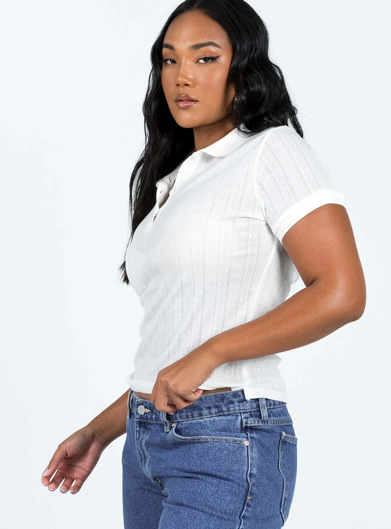 Princess Polly Long Beach Polo Top Cream 4 Princess Polly Long Beach Polo Top Cream - Image 4