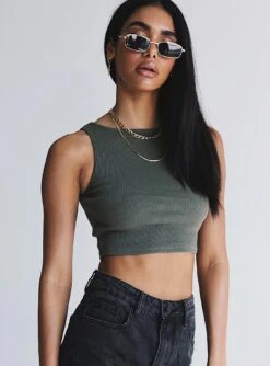 Princess Polly Darlington Crop Top Khaki -Chic Clothing Shop 3 0767662e 9de4 4148 b1e3 120115c598a3