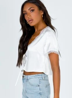 Princess Polly Vintage Tie Up Top White -Chic Clothing Shop 3 488978cb bdfa 4d32 aee5 8f9b8934fbc0