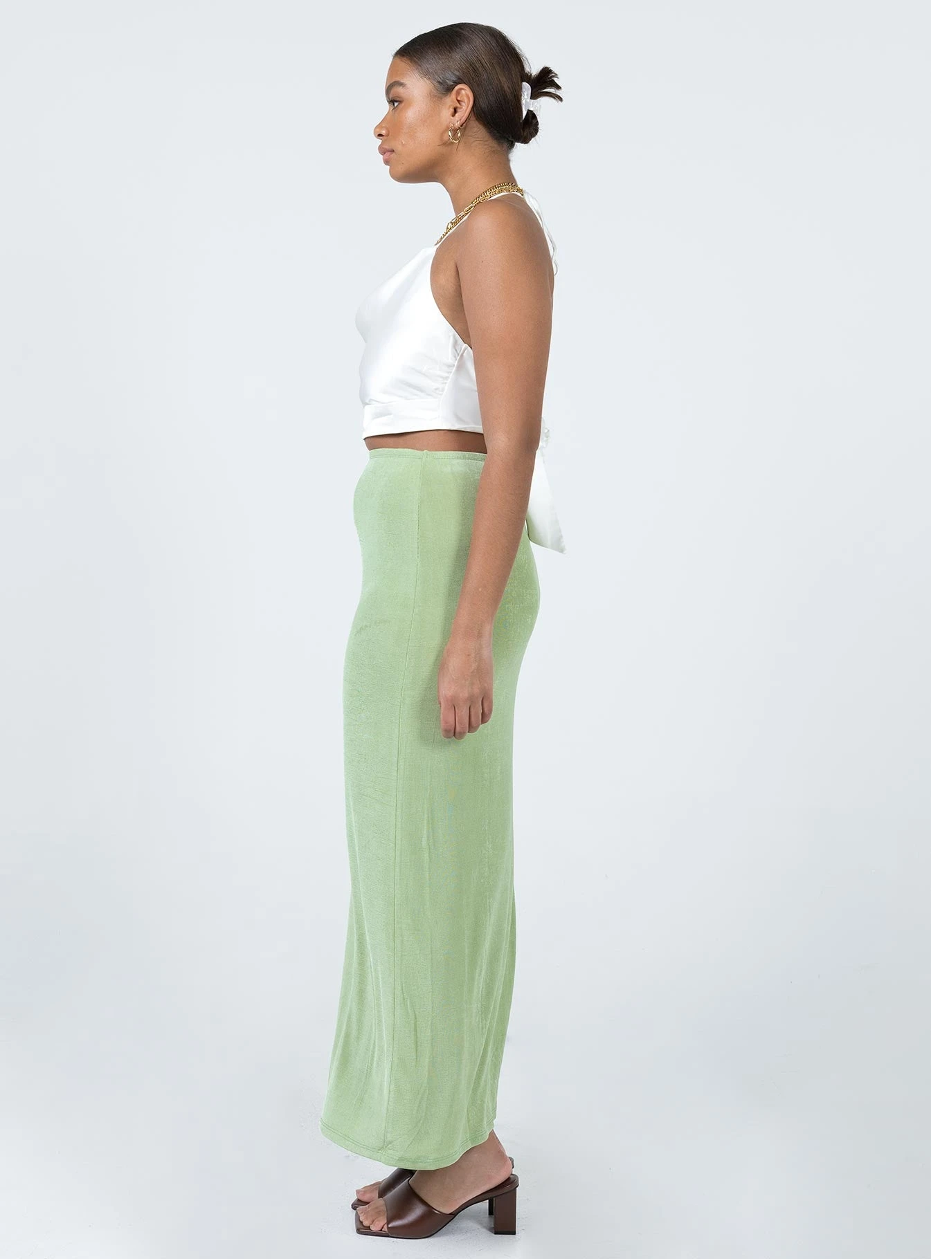 Princess Polly Harriette Maxi Skirt Sage 4 Princess Polly Harriette Maxi Skirt Sage - Image 4