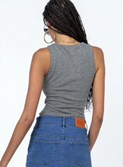 Princess Polly Shaina Top Slate -Chic Clothing Shop 4 modelinfo Ayanna us2s