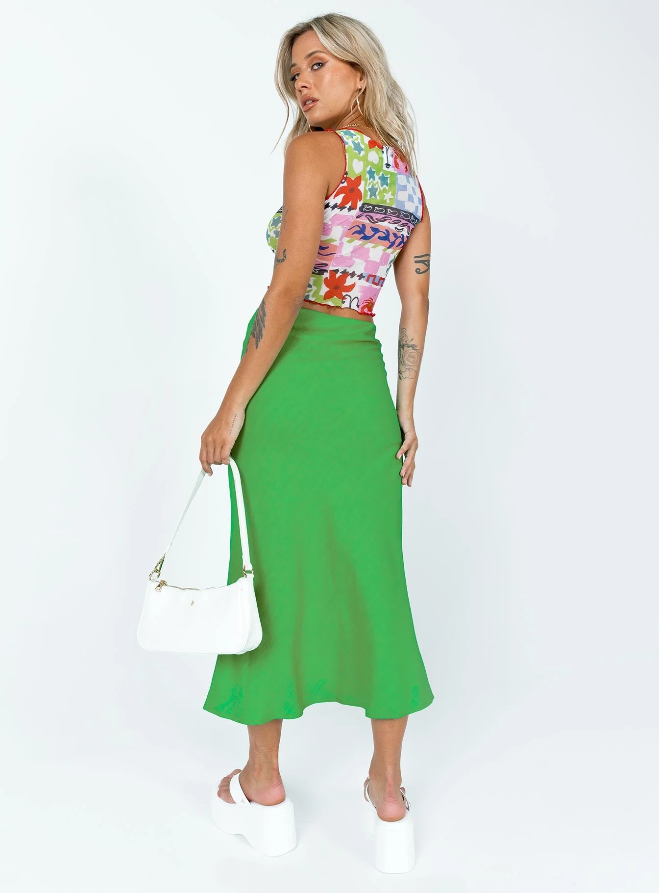 Princess Polly Bine Midi Skirt Green 5 Princess Polly Bine Midi Skirt Green - Image 5