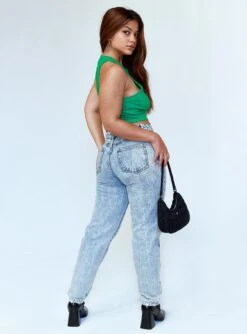 Princess Polly Zaiden Straight Leg Jeans Light Wash Denim -Chic Clothing Shop 4 modelinfo Jarline us6 3