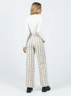 Princess Polly Archer Pants Beige Plaid -Chic Clothing Shop 4 modelinfo elly us2 f60827f9 1560 45d8 8cc9 addc6c8b5a37