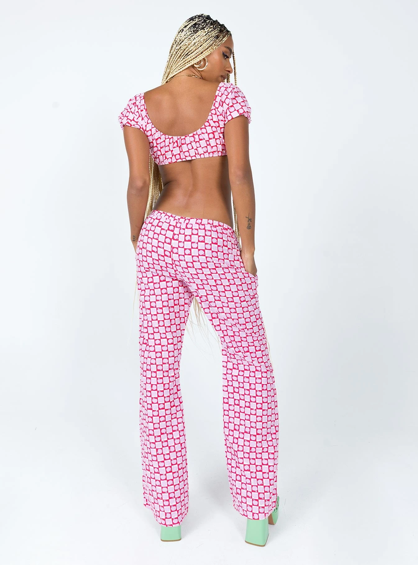 Motel Raya Trouser Apple Check Blush Red 5 Motel Raya Trouser Apple Check Blush Red - Image 5