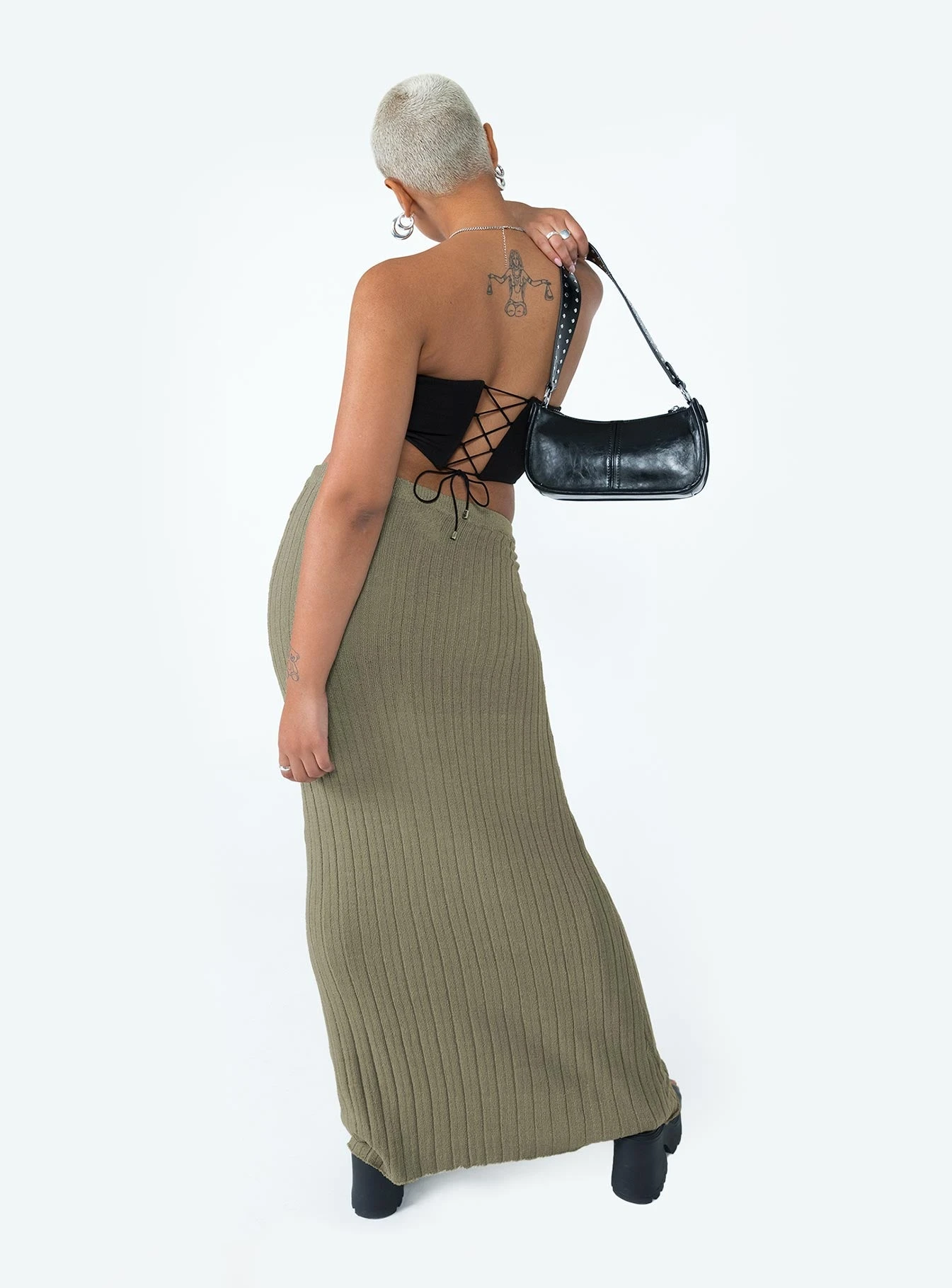 Princess Polly Belle Knit Maxi Skirt Khaki 5 Princess Polly Belle Knit Maxi Skirt Khaki - Image 5