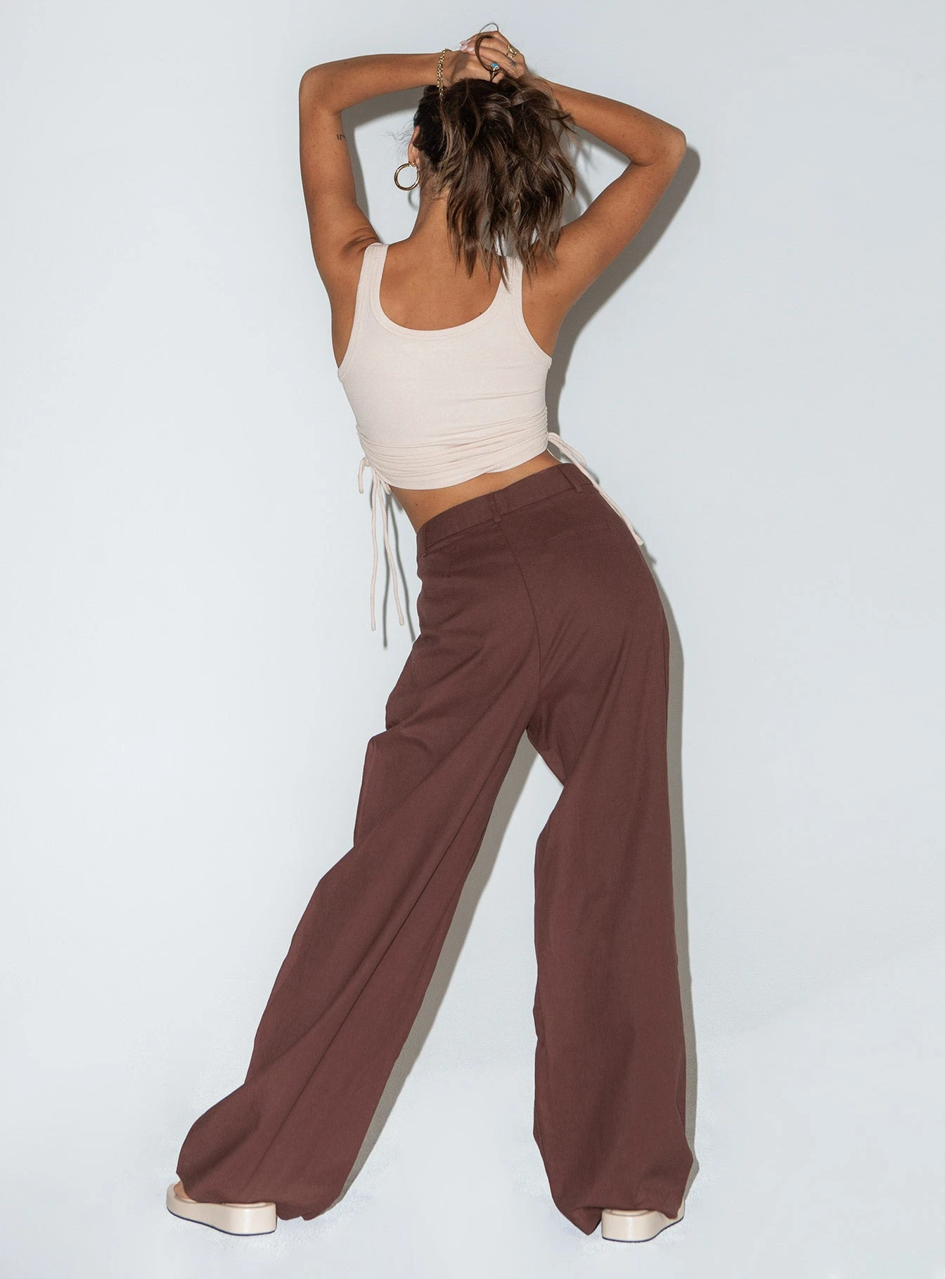 Princess Polly Ayla Linen Pants Chocolate Brown 5 Princess Polly Ayla Linen Pants Chocolate Brown - Image 5