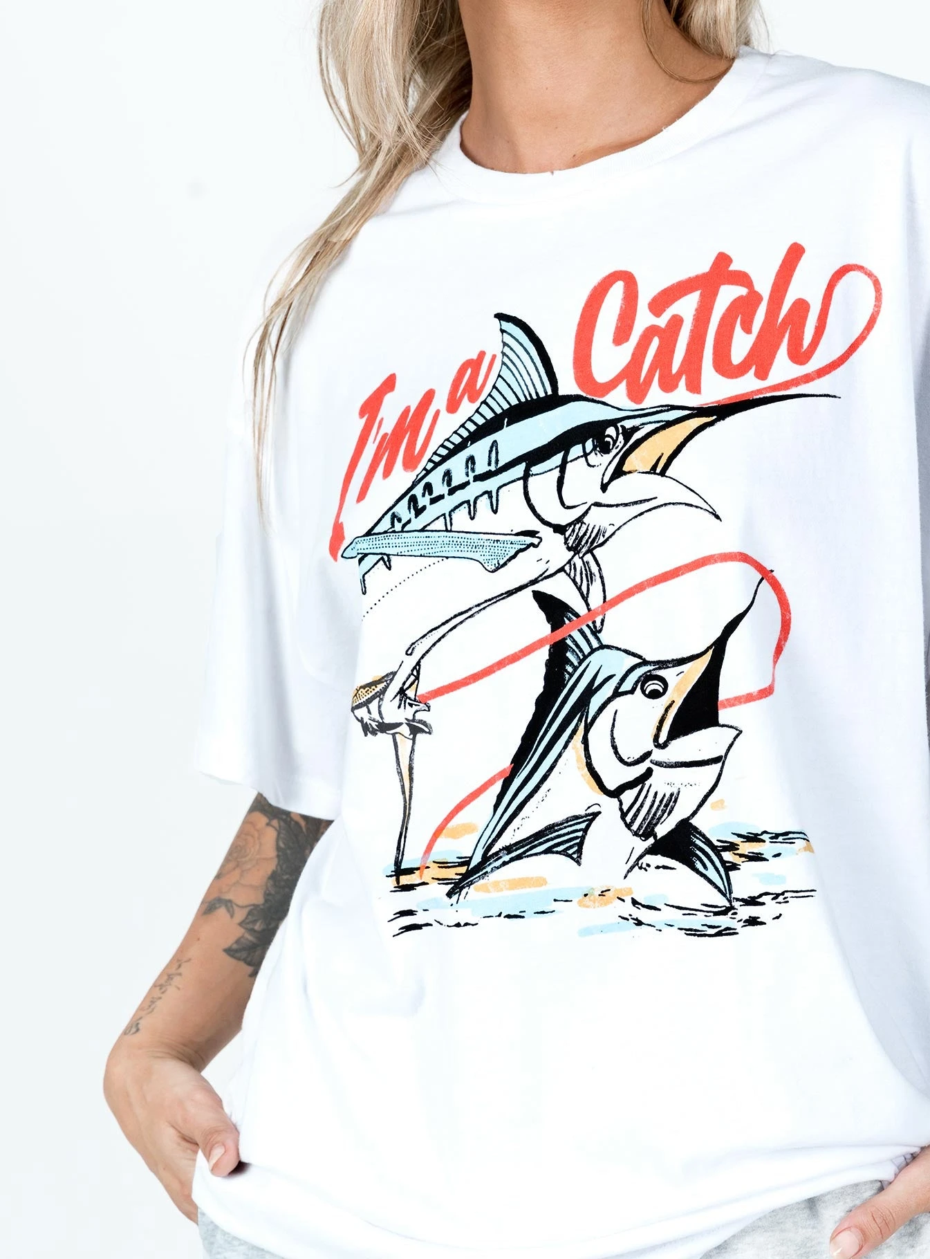 I'm A Catch Oversized Tee White 6 I'm A Catch Oversized Tee White - Image 6