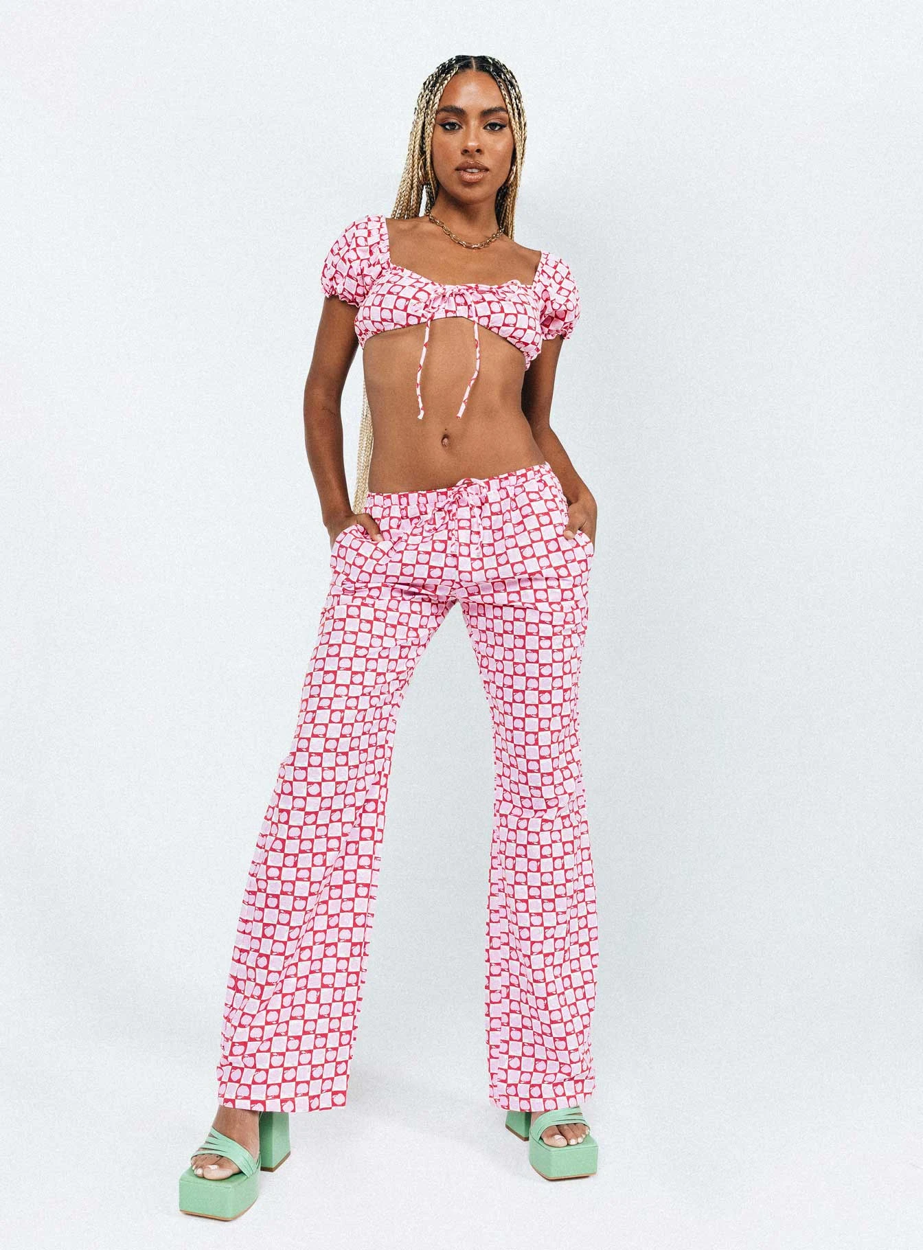 Motel Raya Trouser Apple Check Blush Red 7 Motel Raya Trouser Apple Check Blush Red - Image 7