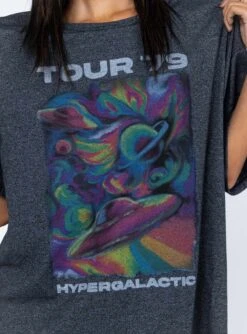 Princess Polly Hyper Galactic Oversize Tee Black -Chic Clothing Shop 6 modelinfo feturi us2