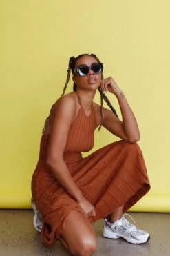 Mikah Knit Halterneck Midi Dress Mocha -Chic Clothing Shop CM4017D 20MOCHA 7