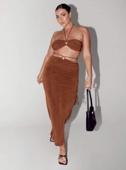 Princess Polly Cabo Maxi Skirt Brown