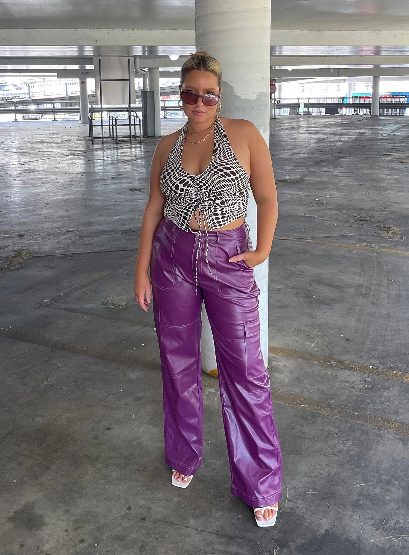 Princess Polly Callum PU Cargo Pants Purple 7 Princess Polly Callum PU Cargo Pants Purple - Image 7