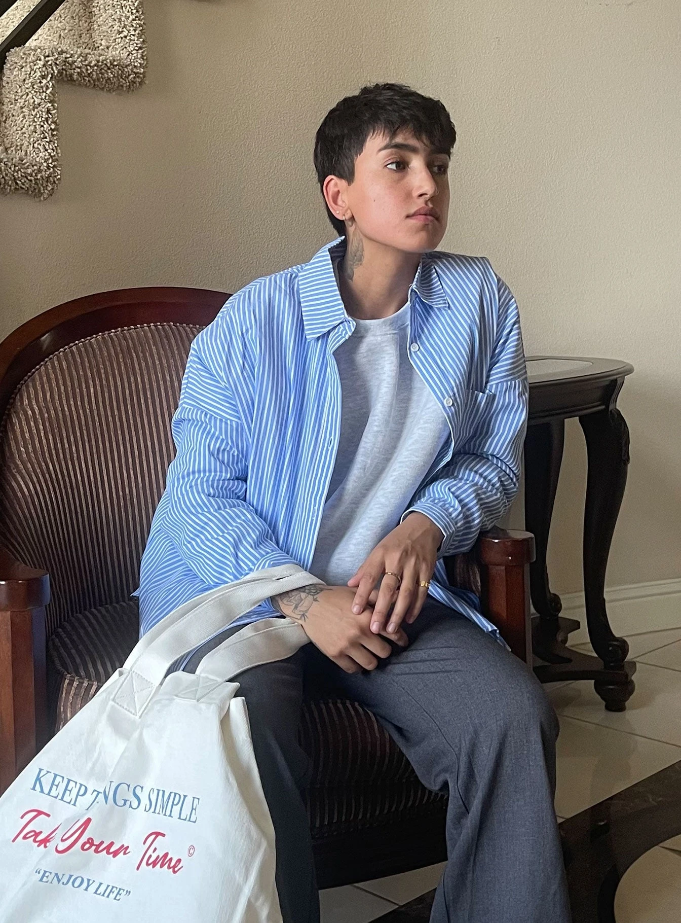 Princess Polly Elona Shirt Blue Stripe 10 Princess Polly Elona Shirt Blue Stripe - Image 10