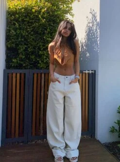 Motel Extra Wide Jeans Off White