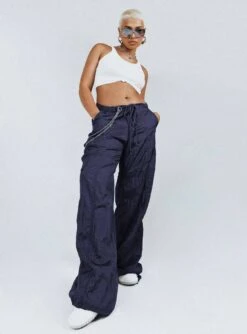 Motel Chute Trousers Navy 14 Motel Chute Trousers Navy -Chic Clothing Shop Motel Juwan Trouser Parachute Navy 2
