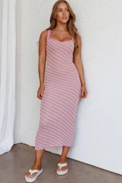 North Shore Knit Maxi Dress Striped Berry