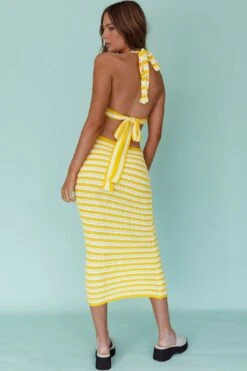 Makaria Cut-Out Crochet Midi Dress Lemon -Chic Clothing Shop SR0694JLEMON 7
