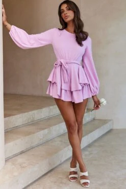 Talk About It Balloon Sleeve Open Back Knit Romper Pink -Chic Clothing Shop ST2248D01 20PINK 7