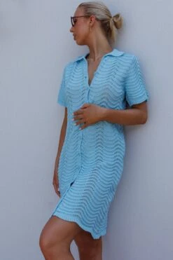 Glennon Crochet Shirt Dress Soft Blue 7 Glennon Crochet Shirt Dress Soft Blue -Chic Clothing Shop ST3563D01 20SOFT 20BLUE 2