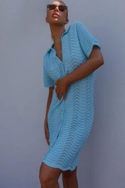 Glennon Crochet Shirt Dress Soft Blue 9 Glennon Crochet Shirt Dress Soft Blue -Chic Clothing Shop ST3563D01 20SOFT 20BLUE 5