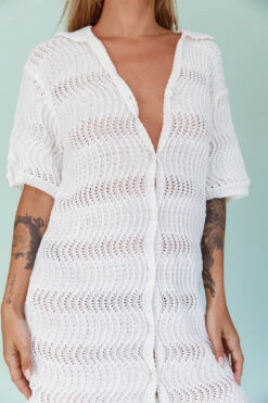 Glennon Crochet Shirt Dress White 12 Glennon Crochet Shirt Dress White -Chic Clothing Shop ST3563D 20WHITE 4