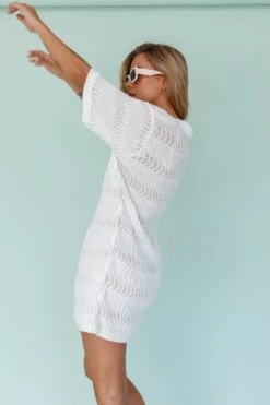 Glennon Crochet Shirt Dress White 13 Glennon Crochet Shirt Dress White -Chic Clothing Shop ST3563D 20WHITE 5