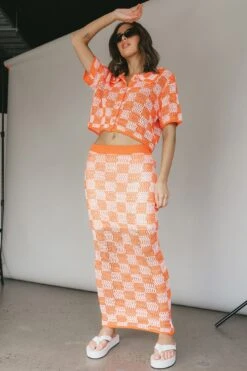 Byron Bay Crochet Buttoned Top Sunset 25 Byron Bay Crochet Buttoned Top Sunset -Chic Clothing Shop ST3654D T 20SUNSET 2