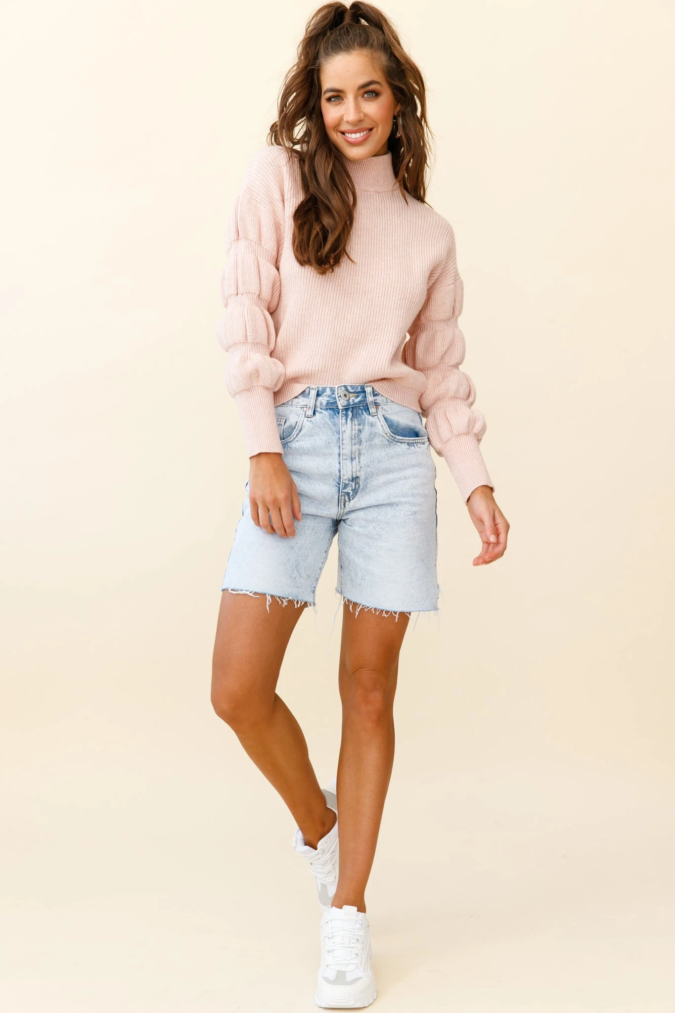 Daybreaker Long Sleeve Turtleneck Sweater Pink 3 Daybreaker Long Sleeve Turtleneck Sweater Pink - Image 3