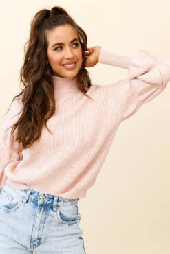 Daybreaker Long Sleeve Turtleneck Sweater Pink 14 Daybreaker Long Sleeve Turtleneck Sweater Pink -Chic Clothing Shop ZES015 PINK 7