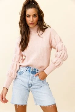 Daybreaker Long Sleeve Turtleneck Sweater Pink 15 Daybreaker Long Sleeve Turtleneck Sweater Pink -Chic Clothing Shop ZES015 PINK 8