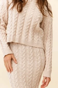 Cozy Up Cable Knit Midi Skirt Beige 11 Cozy Up Cable Knit Midi Skirt Beige -Chic Clothing Shop ZNL033 BEIGE 6