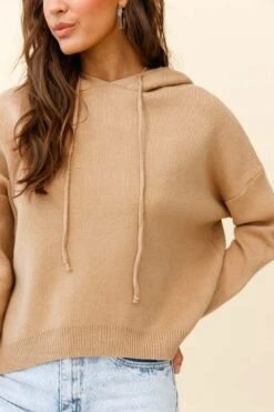 Nightrider Drop Sleeve Hooded Sweater Camel -Chic Clothing Shop ZNL043 CAMEL 4