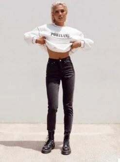 Princess Polly Zaiden Straight Leg Jeans Black Denim