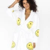 All Smiles White Short Applique Robe